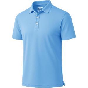 imageBoladeci Mens Golf Polo Shirts Short Sleeve Performance Quick Dry Breathable Work Business Casual ShirtsSky Blue