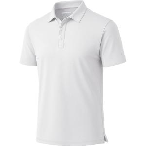 imageBoladeci Mens Golf Polo Shirts Short Sleeve Performance Quick Dry Breathable Work Business Casual ShirtsWhite