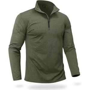 imageBoladeci Mens Quarter Zip Pullover Premium Fleece Lined Heather Long Sleeve Golf Shirts Midweight 14 Half Zip SweatshirtsArmy Green