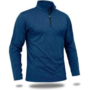 imageBoladeci Mens Quarter Zip Pullover Premium Fleece Lined Heather Long Sleeve Golf Shirts Midweight 14 Half Zip SweatshirtsBlue