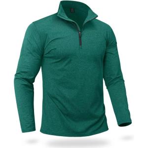 imageBoladeci Mens Quarter Zip Pullover Premium Fleece Lined Heather Long Sleeve Golf Shirts Midweight 14 Half Zip SweatshirtsDark Green