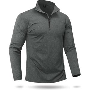 imageBoladeci Mens Quarter Zip Pullover Premium Fleece Lined Heather Long Sleeve Golf Shirts Midweight 14 Half Zip SweatshirtsDark Grey