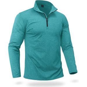 imageBoladeci Mens Quarter Zip Pullover Premium Fleece Lined Heather Long Sleeve Golf Shirts Midweight 14 Half Zip SweatshirtsGreen