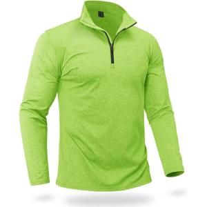imageBoladeci Mens Quarter Zip Pullover Premium Fleece Lined Heather Long Sleeve Golf Shirts Midweight 14 Half Zip SweatshirtsLight Green