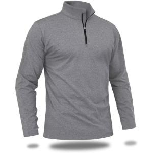 imageBoladeci Mens Quarter Zip Pullover Premium Fleece Lined Heather Long Sleeve Golf Shirts Midweight 14 Half Zip SweatshirtsLight Grey