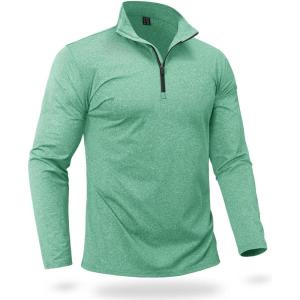 imageBoladeci Mens Quarter Zip Pullover Premium Fleece Lined Heather Long Sleeve Golf Shirts Midweight 14 Half Zip SweatshirtsMint Green