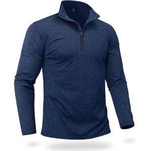 imageBoladeci Mens Quarter Zip Pullover Premium Fleece Lined Heather Long Sleeve Golf Shirts Midweight 14 Half Zip SweatshirtsNavy Blue