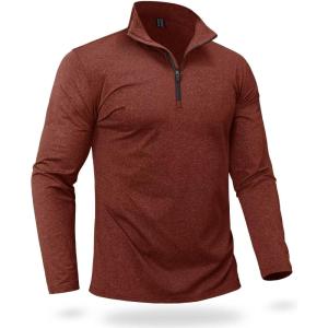 imageBoladeci Mens Quarter Zip Pullover Premium Fleece Lined Heather Long Sleeve Golf Shirts Midweight 14 Half Zip SweatshirtsOrange