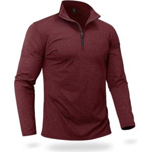 imageBoladeci Mens Quarter Zip Pullover Premium Fleece Lined Heather Long Sleeve Golf Shirts Midweight 14 Half Zip SweatshirtsWine Red