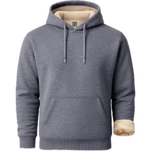 imageBoladeci Mens Sherpa Lined Hoodie Heavy Weight Cotton Winter Cold Weather Warm Fleece Thick Hooded Sweatshirts PulloverDark Grey