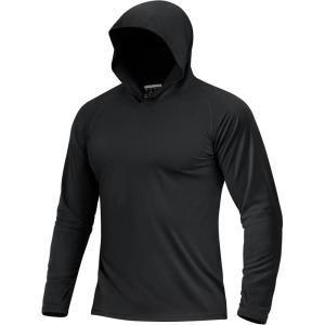 imageBoladeci Mens UPF 50 Sun Protection Lightweight Hoodie Shirts Long Sleeve Fishing Shirts SPF UV Hiking SwimBlack