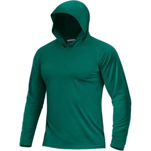 imageBoladeci Mens UPF 50 Sun Protection Lightweight Hoodie Shirts Long Sleeve Fishing Shirts SPF UV Hiking SwimEmerald Green
