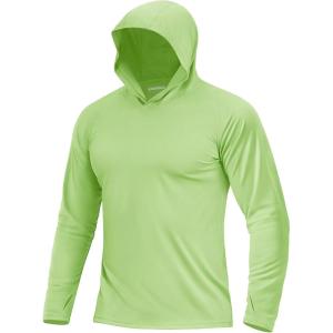 imageBoladeci Mens UPF 50 Sun Protection Lightweight Hoodie Shirts Long Sleeve Fishing Shirts SPF UV Hiking SwimLight Green
