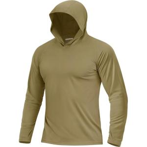 imageBoladeci Mens UPF 50 Sun Protection Lightweight Hoodie Shirts Long Sleeve Fishing Shirts SPF UV Hiking SwimOlive Drab