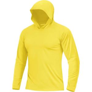 imageBoladeci Mens UPF 50 Sun Protection Lightweight Hoodie Shirts Long Sleeve Fishing Shirts SPF UV Hiking SwimYellow