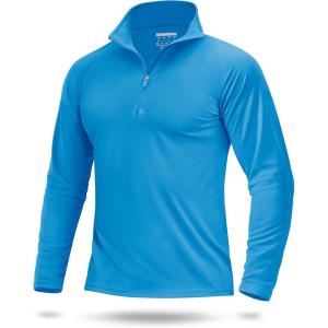 imageBoladeci Mens UPF 50 Sun Shirts 14 Zip Long Sleeve SPF UV Protection Lightweight Quick Dry Quarter Zip Golf ShirtsAzure