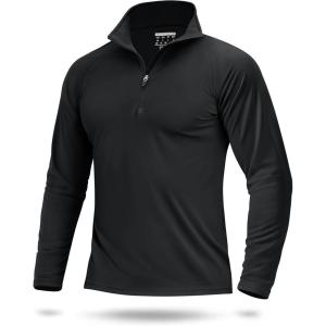 imageBoladeci Mens UPF 50 Sun Shirts 14 Zip Long Sleeve SPF UV Protection Lightweight Quick Dry Quarter Zip Golf ShirtsBlack