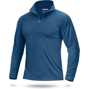 imageBoladeci Mens UPF 50 Sun Shirts 14 Zip Long Sleeve SPF UV Protection Lightweight Quick Dry Quarter Zip Golf ShirtsBlue Grey