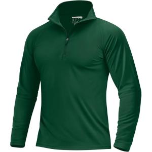 imageBoladeci Mens UPF 50 Sun Shirts 14 Zip Long Sleeve SPF UV Protection Lightweight Quick Dry Quarter Zip Golf ShirtsDark Green
