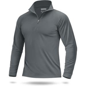 imageBoladeci Mens UPF 50 Sun Shirts 14 Zip Long Sleeve SPF UV Protection Lightweight Quick Dry Quarter Zip Golf ShirtsDark Grey