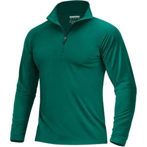 imageBoladeci Mens UPF 50 Sun Shirts 14 Zip Long Sleeve SPF UV Protection Lightweight Quick Dry Quarter Zip Golf ShirtsEmerald Green