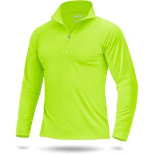 imageBoladeci Mens UPF 50 Sun Shirts 14 Zip Long Sleeve SPF UV Protection Lightweight Quick Dry Quarter Zip Golf ShirtsGreen