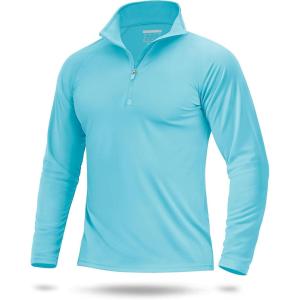 imageBoladeci Mens UPF 50 Sun Shirts 14 Zip Long Sleeve SPF UV Protection Lightweight Quick Dry Quarter Zip Golf ShirtsIce Blue