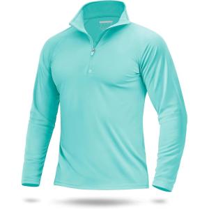 imageBoladeci Mens UPF 50 Sun Shirts 14 Zip Long Sleeve SPF UV Protection Lightweight Quick Dry Quarter Zip Golf ShirtsLight Blue