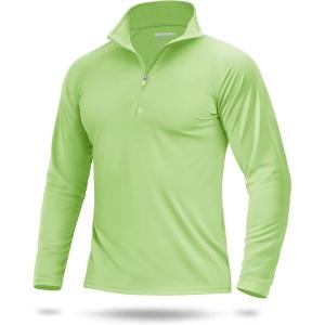 imageBoladeci Mens UPF 50 Sun Shirts 14 Zip Long Sleeve SPF UV Protection Lightweight Quick Dry Quarter Zip Golf ShirtsLight Green