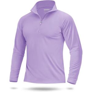 imageBoladeci Mens UPF 50 Sun Shirts 14 Zip Long Sleeve SPF UV Protection Lightweight Quick Dry Quarter Zip Golf ShirtsLight Purple