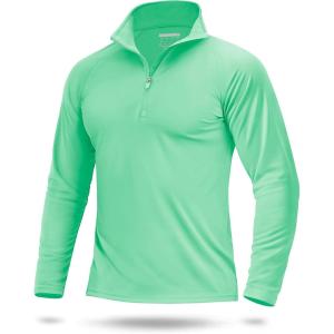 imageBoladeci Mens UPF 50 Sun Shirts 14 Zip Long Sleeve SPF UV Protection Lightweight Quick Dry Quarter Zip Golf ShirtsMint Green