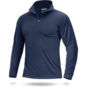 imageBoladeci Mens UPF 50 Sun Shirts 14 Zip Long Sleeve SPF UV Protection Lightweight Quick Dry Quarter Zip Golf ShirtsNavy