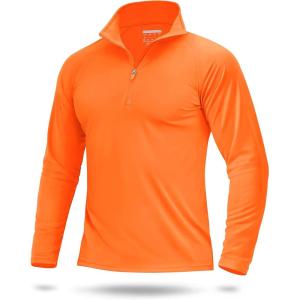 imageBoladeci Mens UPF 50 Sun Shirts 14 Zip Long Sleeve SPF UV Protection Lightweight Quick Dry Quarter Zip Golf ShirtsOrange