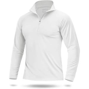 imageBoladeci Mens UPF 50 Sun Shirts 14 Zip Long Sleeve SPF UV Protection Lightweight Quick Dry Quarter Zip Golf ShirtsWhite