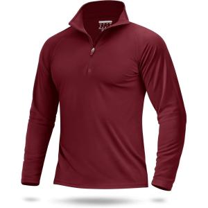 imageBoladeci Mens UPF 50 Sun Shirts 14 Zip Long Sleeve SPF UV Protection Lightweight Quick Dry Quarter Zip Golf ShirtsWine Red