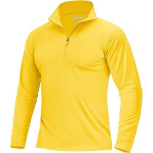 imageBoladeci Mens UPF 50 Sun Shirts 14 Zip Long Sleeve SPF UV Protection Lightweight Quick Dry Quarter Zip Golf ShirtsYellow