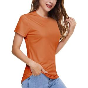 imageBoladeci Womens UPF 50 Sun Shirts UV Protection Short Sleeve Rash Guard Quick Dry Swim Hiking Tshirts Athletic Workout TopsDark Orange