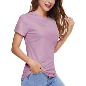 imageBoladeci Womens UPF 50 Sun Shirts UV Protection Short Sleeve Rash Guard Quick Dry Swim Hiking Tshirts Athletic Workout TopsGray Purple