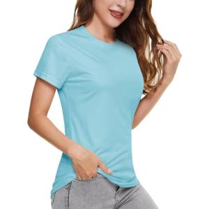 imageBoladeci Womens UPF 50 Sun Shirts UV Protection Short Sleeve Rash Guard Quick Dry Swim Hiking Tshirts Athletic Workout TopsLake Blue