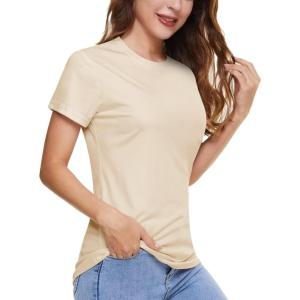 imageBoladeci Womens UPF 50 Sun Shirts UV Protection Short Sleeve Rash Guard Quick Dry Swim Hiking Tshirts Athletic Workout TopsLight Apricot