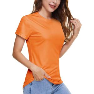 imageBoladeci Womens UPF 50 Sun Shirts UV Protection Short Sleeve Rash Guard Quick Dry Swim Hiking Tshirts Athletic Workout TopsOrange