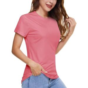 imageBoladeci Womens UPF 50 Sun Shirts UV Protection Short Sleeve Rash Guard Quick Dry Swim Hiking Tshirts Athletic Workout TopsRose Red