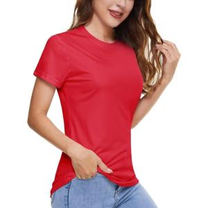 imageBoladeci Womens UPF 50 Sun Shirts UV Protection Short Sleeve Rash Guard Quick Dry Swim Hiking Tshirts Athletic Workout TopsTomato Red