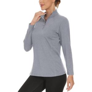 imageBoladeci Womens UPF 50 UV Protection Sun Shirts Quarter Zip Quick Dry Lightweight Long Sleeve Rash Guard Athletic Tops