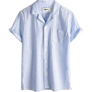 imageVATPAVE Boys Button Down Shirt Short Sleeve Casual Hawaiian Shirt Cuban Collar Summer Shirts with PocketLight Blue