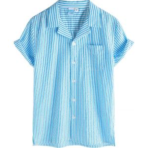 imageVATPAVE Boys Button Down Shirt Short Sleeve Casual Hawaiian Shirt Cuban Collar Summer Shirts with PocketSky Blue