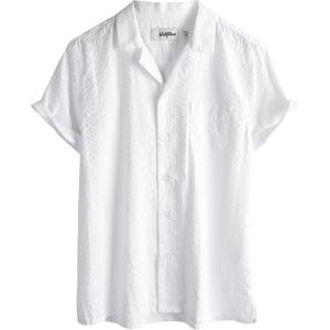 imageVATPAVE Boys Button Down Shirt Short Sleeve Casual Hawaiian Shirt Cuban Collar Summer Shirts with PocketWhite