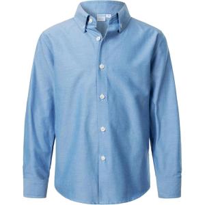 imageVATPAVE Boys Dress Shirts Long Sleeve Button Down Shirts Formal Uniform Solid Oxford ShirtBlue