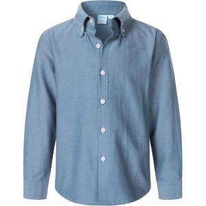 imageVATPAVE Boys Dress Shirts Long Sleeve Button Down Shirts Formal Uniform Solid Oxford ShirtDark Blue