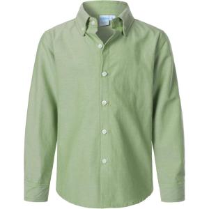 imageVATPAVE Boys Dress Shirts Long Sleeve Button Down Shirts Formal Uniform Solid Oxford ShirtGrass Green